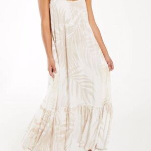 Z Supply Cream Palm-Print Sleeveless Maxi Dress